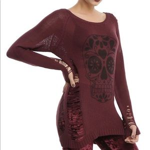 NWOT grunge style skull sweater